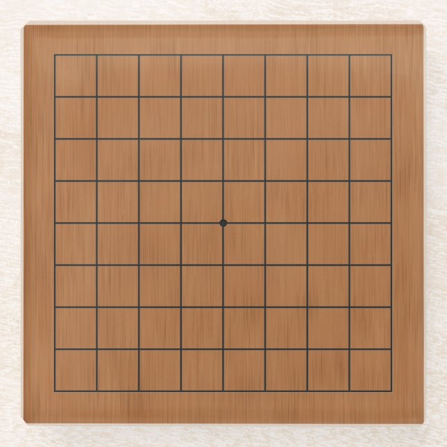 9x9 Miniatur Goban Brown Wood Textur Glasuntersetzer (Vorderseite)