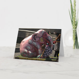 A002: Grußkarte für rosa Elefanten Karte