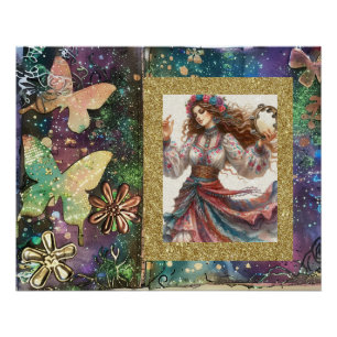 *~* A100 Boho Sinti und Roma Woman Dancer Tambouri Poster