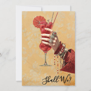 *~* A101 16 Verzierte Cocktail FOTO JUNGGESELLINNE Einladung