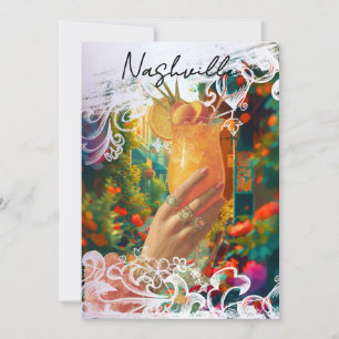 *~* A101 29 PHOTO Cocktail Nashville JUNGGESELLINN Einladung