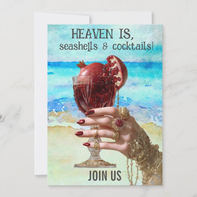 *~* A101 Beach Cocktail 6 FOTO BACHELORETTE Invi Einladung (Vorderseite)