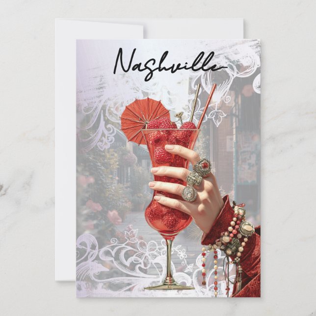 *~* A101 Cocktail FOTO Nashville 16 BACHELORETTE Einladung (Vorderseite)