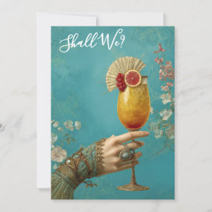 *~* A101 Cocktail FOTO  Ornate 24 JUNGGESELLIN Einladung