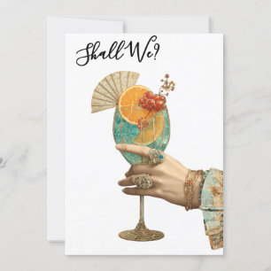 *~* A101 Cocktail Verziert  FOTO  7  JUNGGESELLINN Einladung