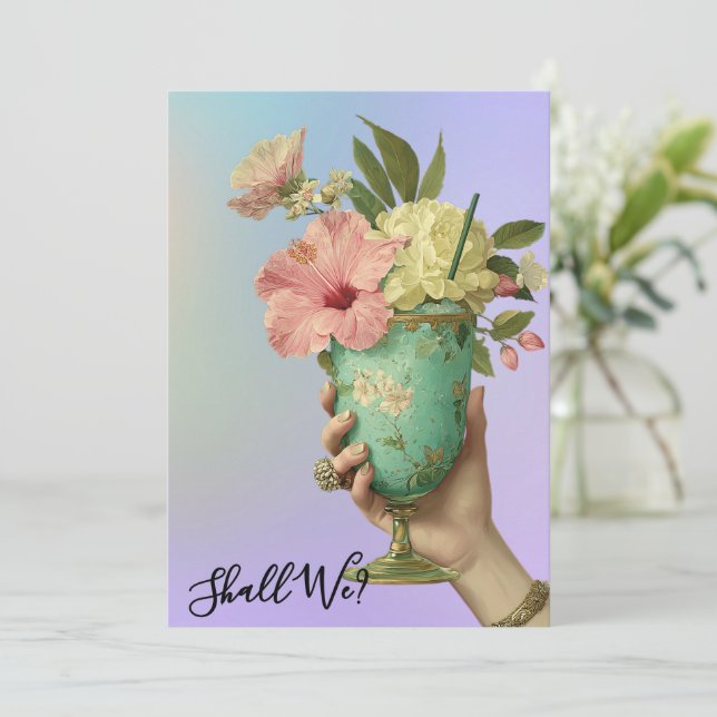 *~* A101 FOTO Verziert Cocktail 10 BACHELORETTE Einladung (Stehend Vorderseite)