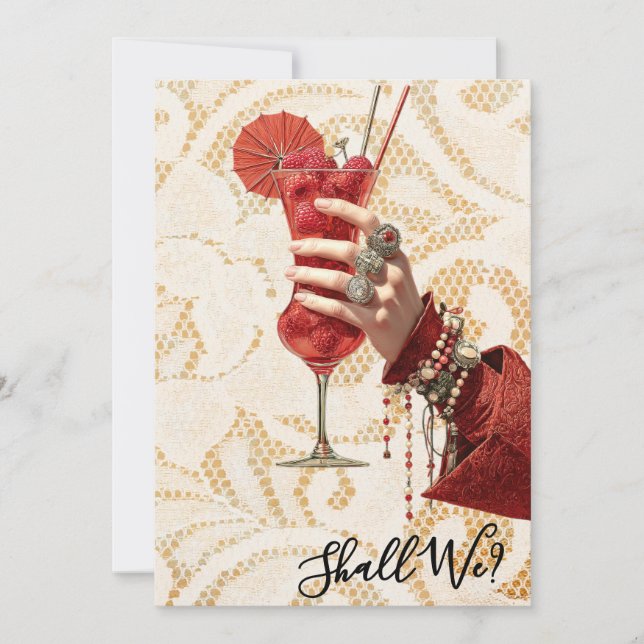 *~* A101 Verziert Cocktail FOTO 4 BACHELORETTE Einladung (Vorderseite)