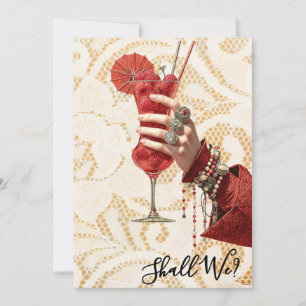 *~*  A101  Verzierter Cocktail FOTO 4 JUNGGESELLIN Einladung