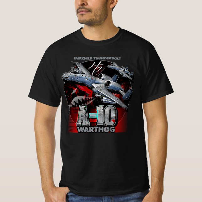 A10 Warthog Fairchild Thunderbolzen USAF Kampfflug T-Shirt (Vorderseite)