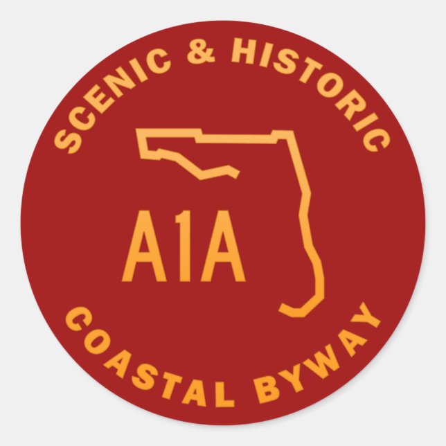 A1A Landschaftlicher und historischer Küstenstreif Runder Aufkleber (Vorderseite)