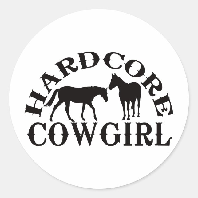 A262 hardcore-Cowgirl schwarz Runder Aufkleber (Vorderseite)