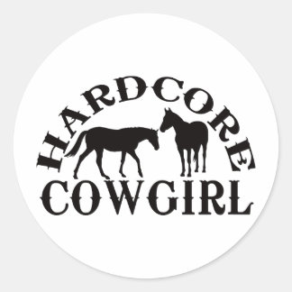 A262 hardcore-Cowgirl schwarz Runder Aufkleber