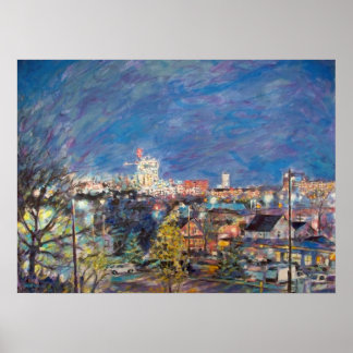 A2 SKYLINE NIGHT VIEW POSTER