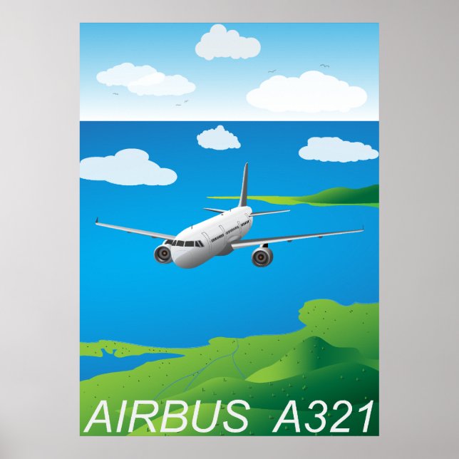 A321 Airliner Vector Poster (Vorne)