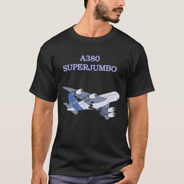 A380 Super Jumbo Flugzeug Erwachsenenkinderplan T-Shirt (Vorderseite)