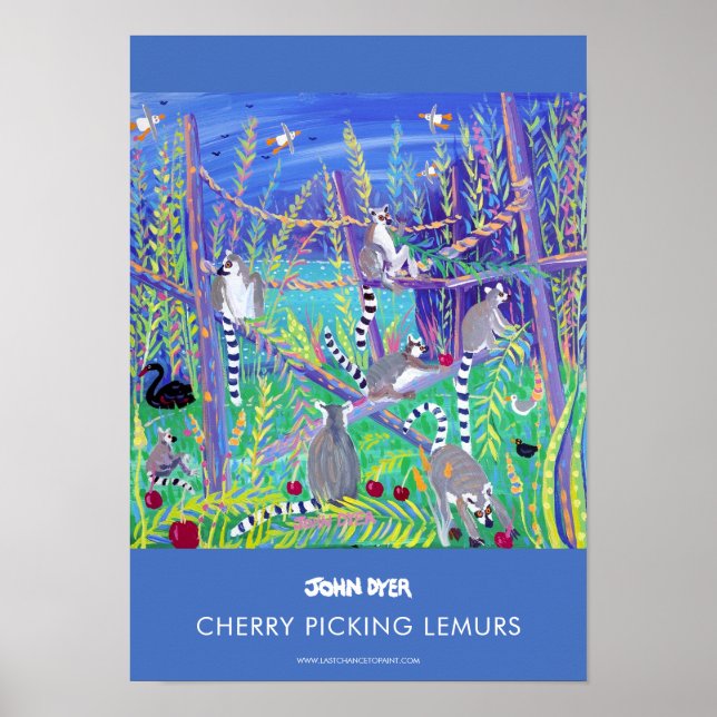 A3 Poster von John Dyer. Cherry Picking Lemurs (Vorne)