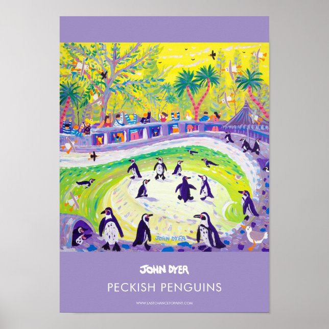 A3 Poster von John Dyer. Peckish Penguins (Vorne)