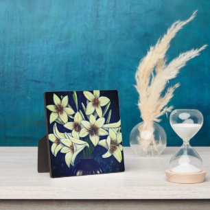 A3 Schöne weiße Blume Acrylmalerei Druck Fotoplatte