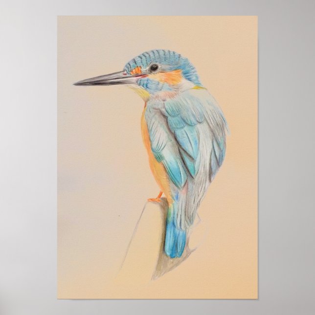 A3 Schöner Kingfisher-Stift, der Print Zeichne Poster (Vorne)