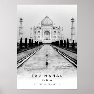 A3 Taj Mahal India koordiniert Poster