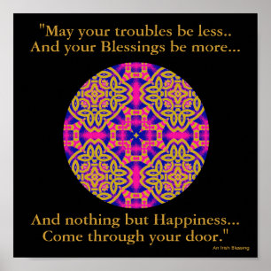A40b Kaleidoscopic Mandala - Irish Blessing.2 Poster