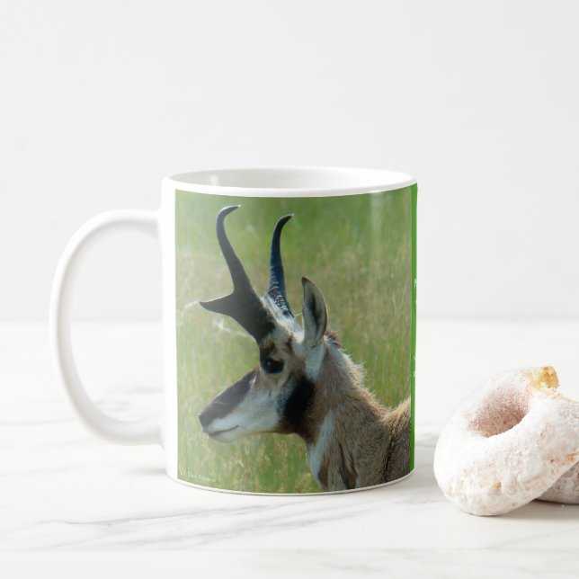 A47 Pronghorn Antelope Big Buck Head Profil Kaffeetasse (Mit Donut)