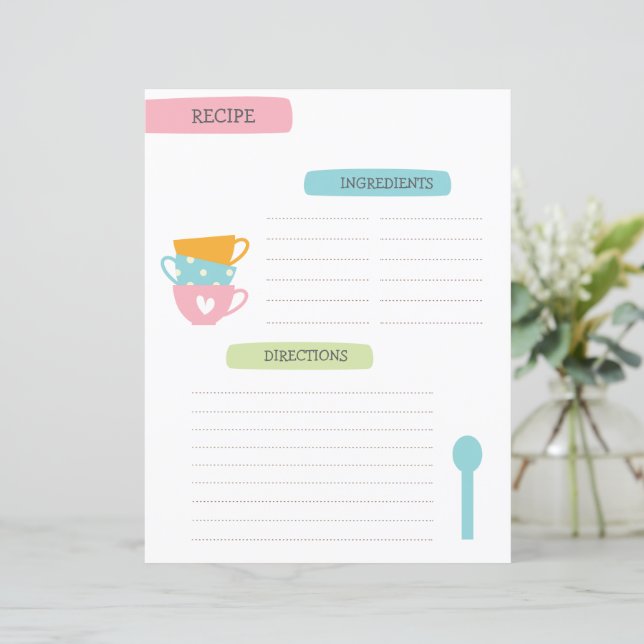 A4 Recipe Template (Stehend Vorderseite)