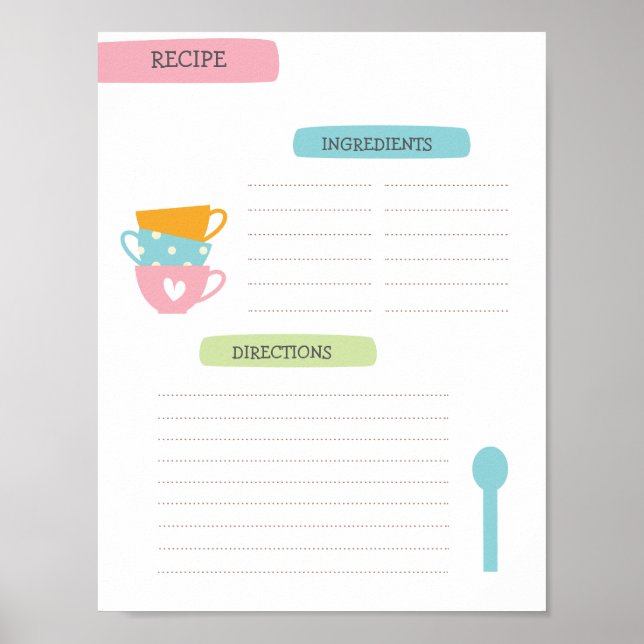 A4 Recipe Template (Instant Download) Poster (Vorne)