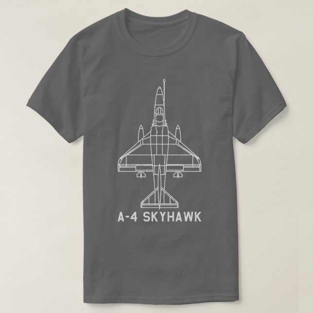 A4 Skyhawk Fighter Airplane Blueprint Pla T-Shirt (Design vorne)