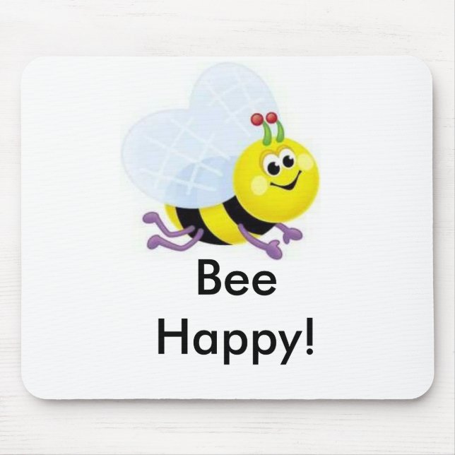 a67_cute_bee, Biene glücklich! Mousepad (Vorne)