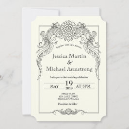 A6-Vintage Scroll Design Hochzeitskarte Einladung