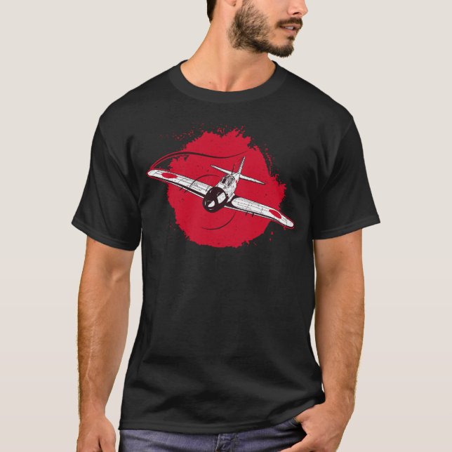 A6M Zero | World War 2 Japanese Plane Retro T-Shirt (Vorderseite)