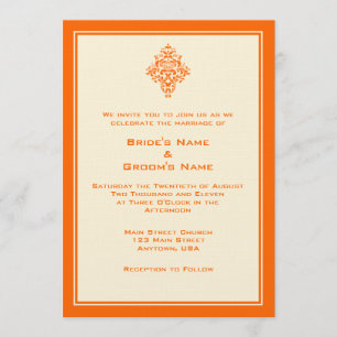 A7 Einladungen für Orange und Cream Simple Wedding