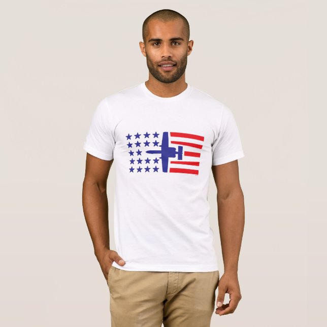 A-10 Warthog Angriffs-Jet-rotes blaues US Flagge T-Shirt (Vorne ganz)