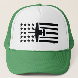 A-10 Warthog Angriffs-samtschwarze Stern-Streifen Truckerkappe