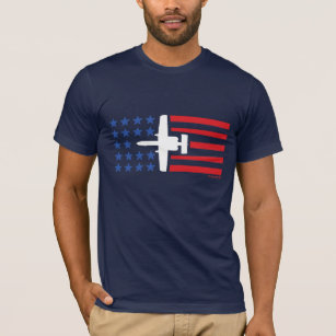 A-10 Warthog Jet-US Flagge-rotes weißes Blau T-Shirt