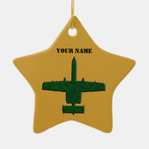 A-10 Warthog Silhouette Green Camouflage Flugzeug Keramikornament