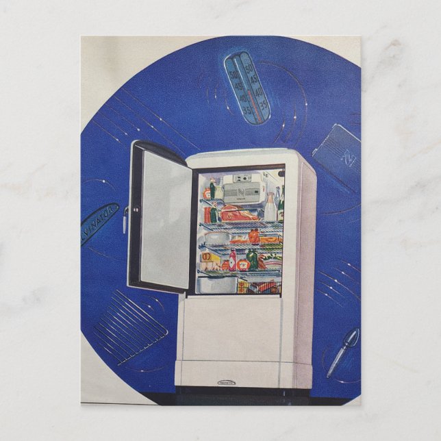 A 1930s era refrigerator ad postkarte (Vorderseite)