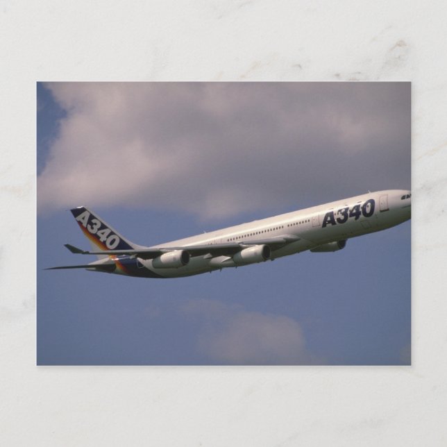 A-340, europäisches Flugzeug Postkarte (Vorderseite)