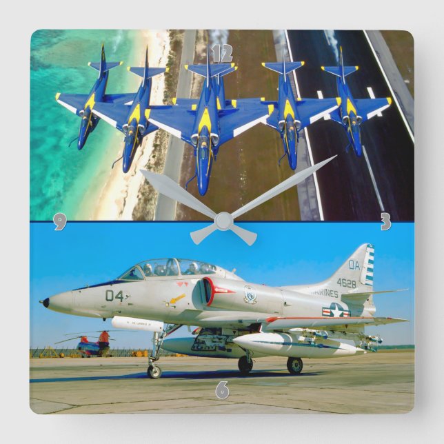 A-4 SKYHAWK QUADRATISCHE WANDUHR (Vorderseite)