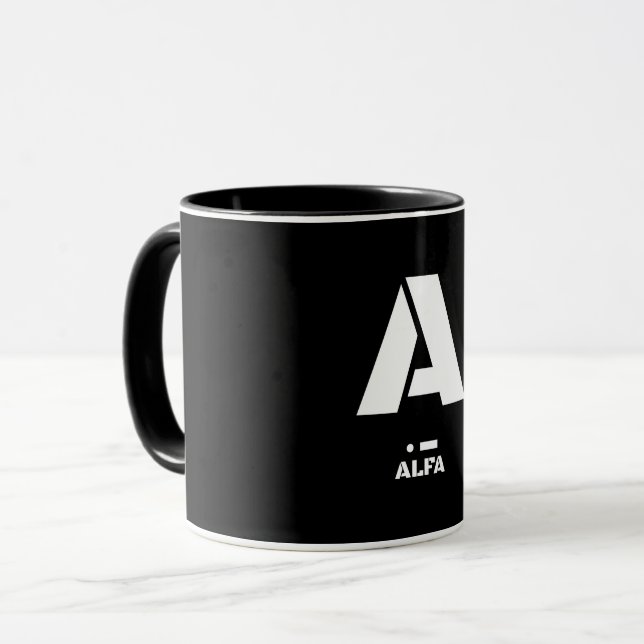 A (Alfa) NATO Phonetischer Alphabet & Morse Code Tasse (Vorderseite Links)