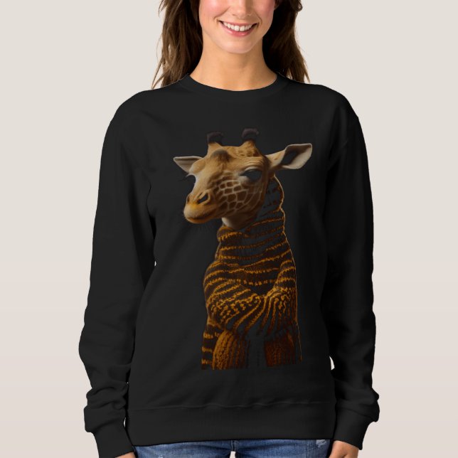 A Baby Giraffe With Knitted Graphic Men Women Boys Sweatshirt (Vorderseite)
