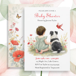 A Baby Girl and her Puppy Baby Shower Invitation Einladung