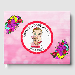 A Baby Girl and her Teddy Bear Baby Shower Guest B Gästebuch