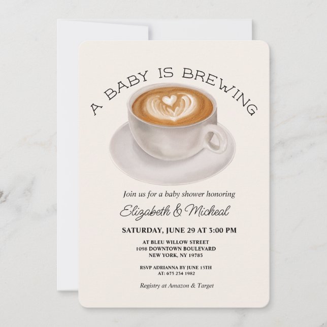 A Baby is Brewing Baby Shower Invitation Einladung (Vorderseite)