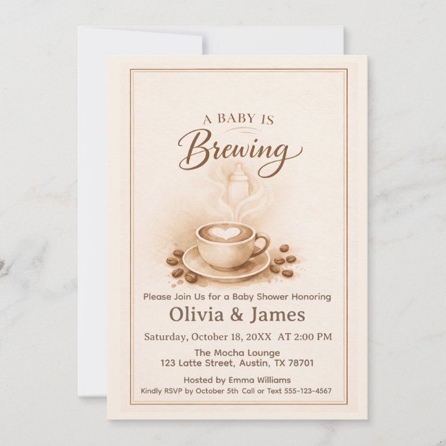 A Baby Is Brewing Baby Shower Invitation Einladung (Vorderseite)