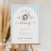 A Baby Is Brewing Blue Baby Shower Welcome Sign