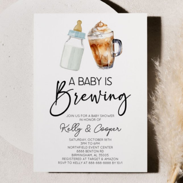 A Baby Is Brewing Bottle Coffee Baby Shower Einladung (Von Creator hochgeladen)