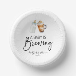 A Baby Is Brewing Bottle Coffee Glass Baby Shower Pappteller