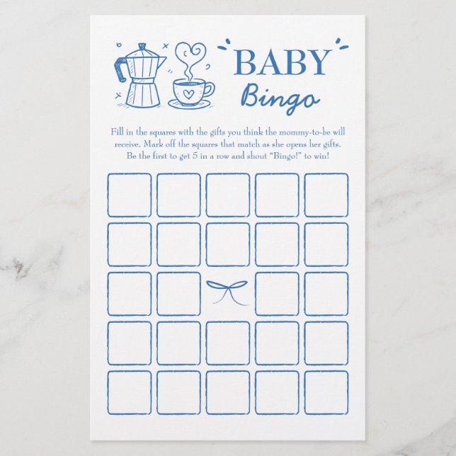 A Baby Is Brewing Coffee Baby Bingo Game (Vorderseite)